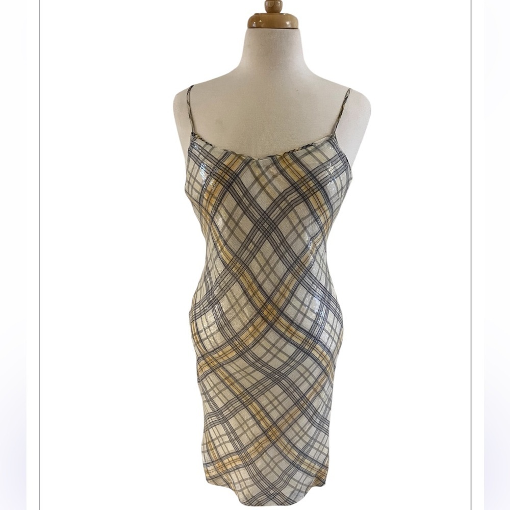 W by Worth Pearl sequin gray and yellow plaid mistress-Size 4